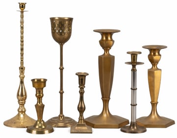 (7) Mixed Brass Candlesticks