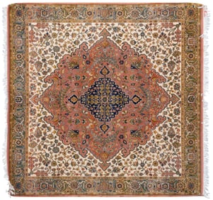 Handwoven Persian Tabriz Rug, 6 ft. 6 in. x  6 ft. 6 in.