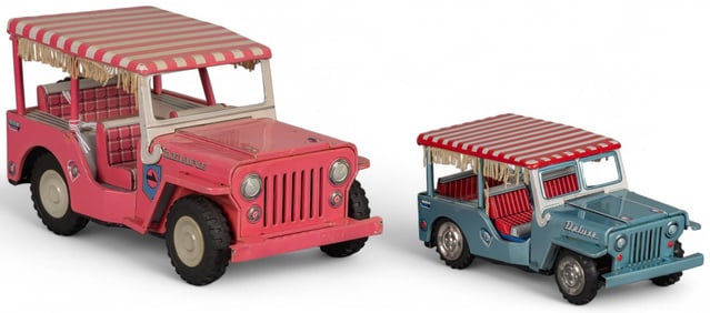 (2) Vintage Blue Hawaii Jeep Toys