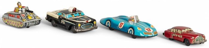 (4) Vintage Tin-Litho Toy Cars