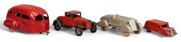 (4) Pressed Steel Structo Toy Cars