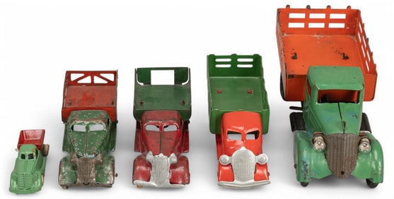 (5) Vintage Pressed Steel Structo Trucks