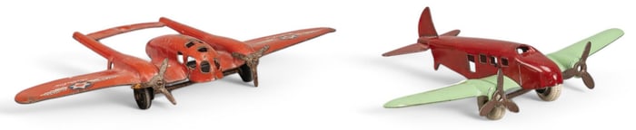 (2) Structo Pressed Steel Toy Airplanes