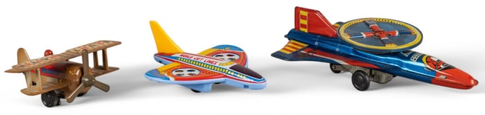 (3) Vintage Litho-Tin Aircraft Toys