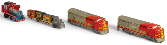 (4) Vintage Litho-Tin Toy Trains