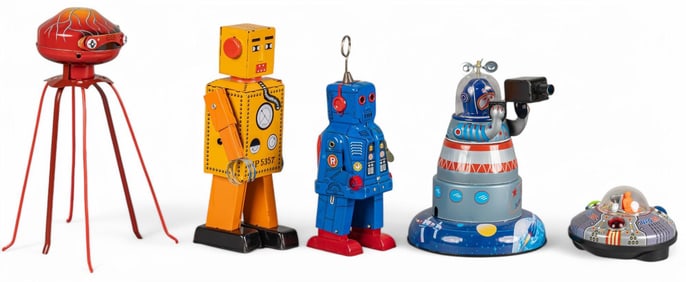 (5) Vintage Litho-Tin Toy Reproductions