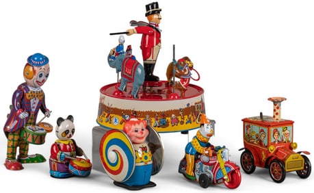(6) Modern Litho-Tin Toy Reproductions