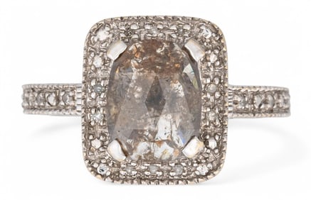 14K White Gold Salt and Pepper Diamond Ring