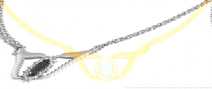 14K Sapphire Necklace: 14K gold sapphire and diamond necklace featuring pendant with inlaid sapphire with diamond halo, marked "14K" Chain length: 16.5 in Total weight: 5.0 g All diamond or stone details
