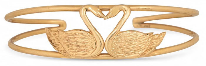 14K Swan Heart Double Cuff