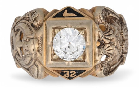 10K Diamond Masonic Ring