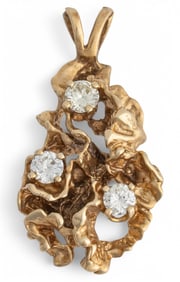 14K Abstract Diamond Pendant