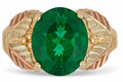 10K Green Glass Ring