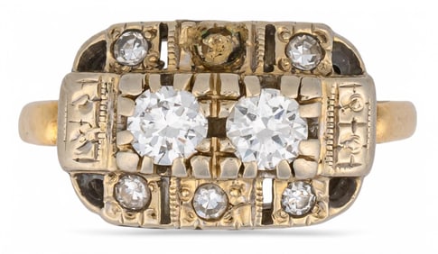 14K Art Deco Style Diamond Ring