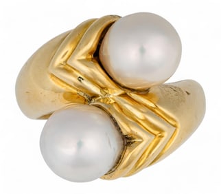 18K Double Pearl Ring