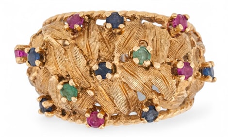14K Gemstone Dome Ring