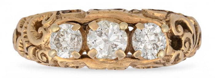 14K Past Present Future Diamond Ring