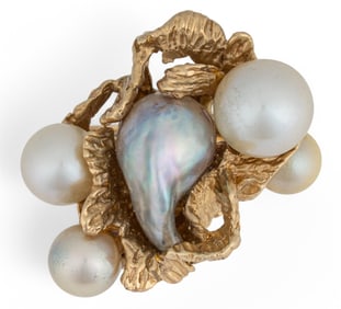 14K Freeform Pearl Ring