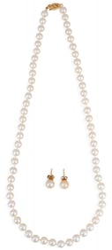 Pearl Necklace and Matching Earrings