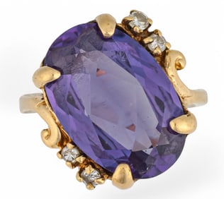 10K Amethyst Diamond Ring