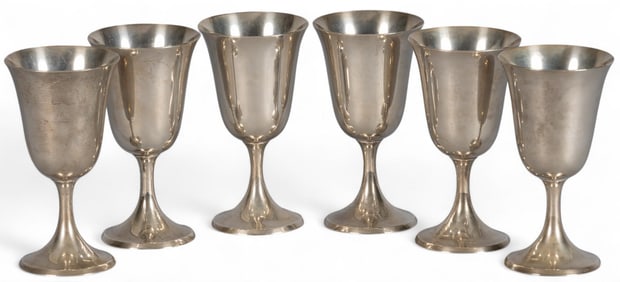 Set of (6) Stieff Sterling Silver Goblets