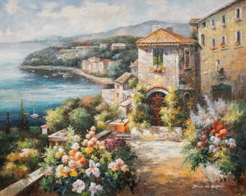 Large Decor Painting Village Scene