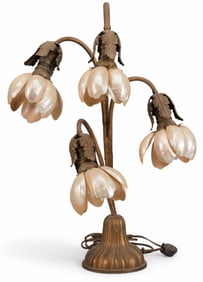 Art Nouveau Abalone Floral Table Lamp