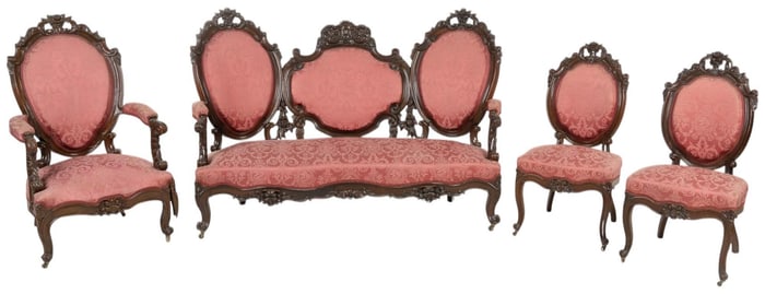 (4) Piece American Rococo Revival Style Parlor Set