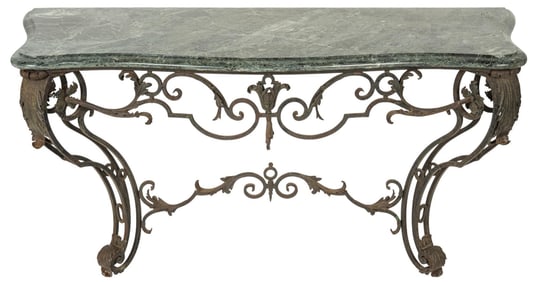 French Rococo Marble Top Console Table