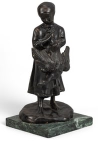 Bronze Female Figure with Goose