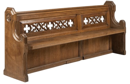 Gothic Revival Style Wooden Pew