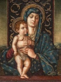 Enrique Ortiz, Madonna and Child, Oil Painting
