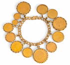 14K Mexican Gold Coin Charm Bracelet
