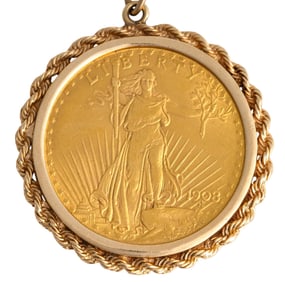 1908 Gold Eagle Coin Necklace