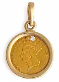 United States $1 Gold Coin Pendant