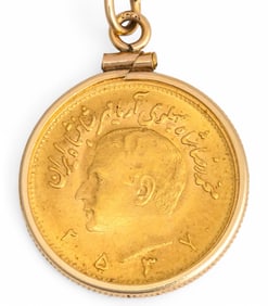 12K 1/2 Pahlavi Gold Coin Pendant Necklace