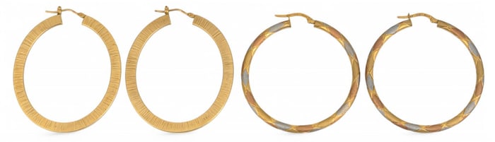 (2) Pairs of Italian 14K Hoop Earrings