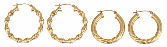 (2) Pairs of 14K Hoop Earrings