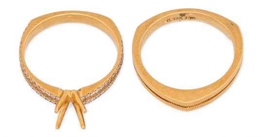 18k Gold Band and Diamond Ring Mount
