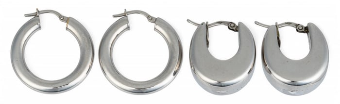 (2) Pairs of Italian White Gold Earrings
