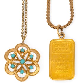 (2) 14K Chain Necklaces