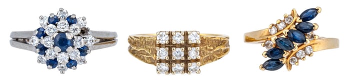 (3) 14K Diamond Rings
