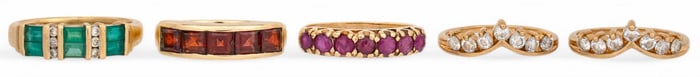(5) 14K Gemstone Rings