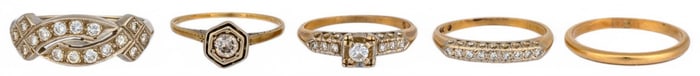 (5) Vintage Gold and Diamond Rings
