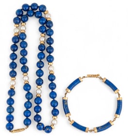14K Lapis Bracelet and Necklace