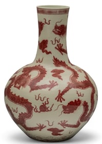 Qing Dynasty Copper Dragon Vase