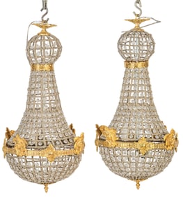 Pair of Empire Style Beaded Chandeliers