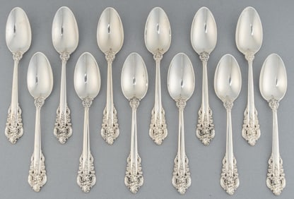 (12) "Grand Baroque" by Wallace Silversmiths Sterling Silver Teaspoons