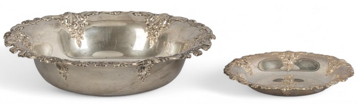 (2) "Grande Baroque" By Wallace Silversmiths Sterling Silver Trays