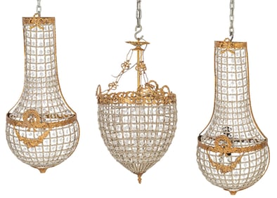 (3) Empire Style Beaded Fixtures